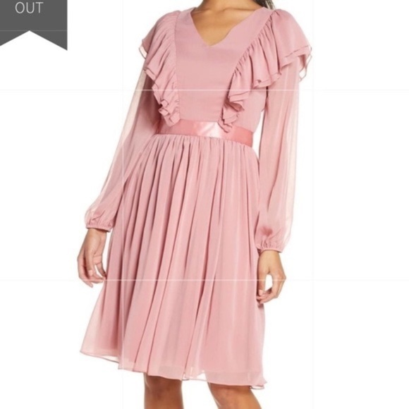 💕🌷👛💖 RACHEL PARCELL long sleeve ruffle twirl dress pink size small Barbie - Picture 2 of 14